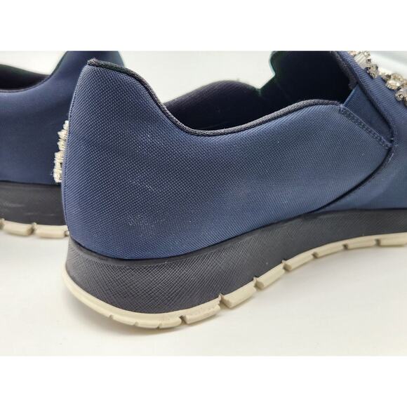 Prada Neoprene Crystal Slip On Blue Sneakers Size 41 - Picture 14 of 16